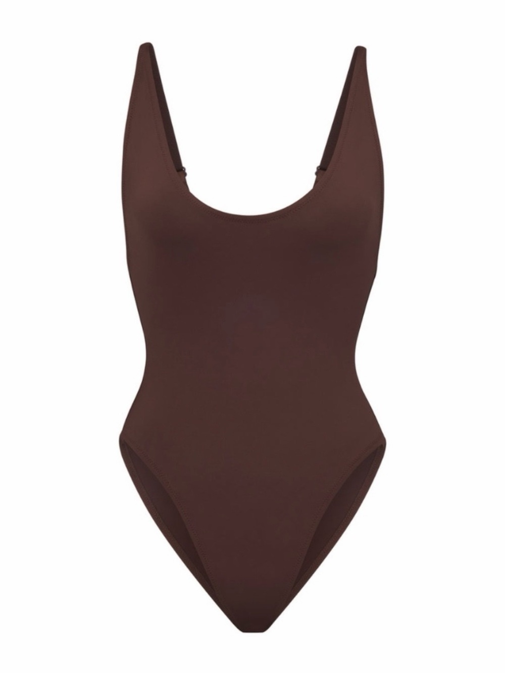 NWT SKIMS Scoop Neck One-Piece Swimsuit in Chocolate